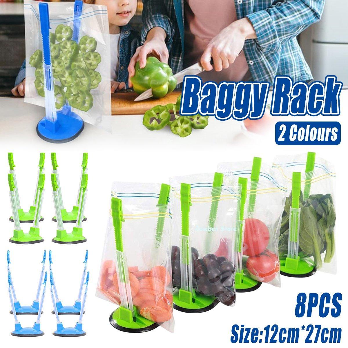 8PCS Kitchen Bag Holder Stand Plastic Storage Rack Food Storage Bag Organizer