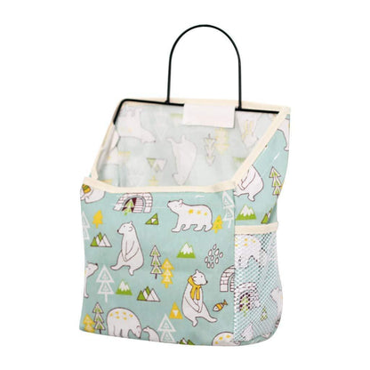 Wall Hanging Storage Bag Home Wardrobe Organiser Pouch Book Holder Phone Pocket - White Grid