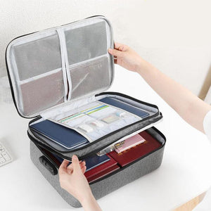 Large Capacity Multi-Layer Document Ticket Storage Bag Certificate File Organize 3 Layers With Lock - Grey 3 Layers With Lock-D1