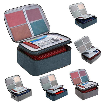 Large Capacity Multi-Layer Document Ticket Storage Bag Certificate File Organize 3 Layers With Lock - Grey 3 Layers With Lock-D1