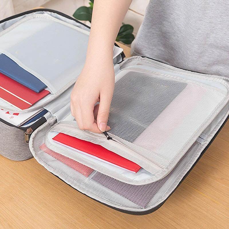 Large Capacity Multi-Layer Document Ticket Storage Bag Certificate File Organize 3 Layers With Lock - Grey 3 Layers With Lock-D1