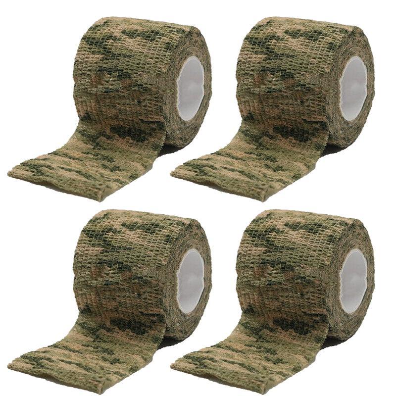 4 Roll Tape Army Camo Wrap Rifle Gun Shooting Hunting Camouflage Stealth Webbing - Grass Camouflage