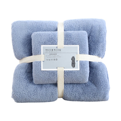Coral Velvet Towel Set Bath Towels Soft Absorbent Quick Dry Face Hand Cloth Home - Brown