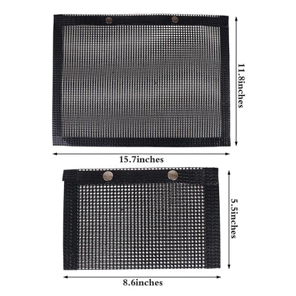 24x14CM BBQ Grilling Mesh Reusable Bag Outdoor Camping Barbecue Grill Mats Cooking Pads - Black