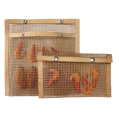 BBQ Mesh Grill Bag 27x22cm Non Stick Reusable Barbecue Grilling Basket Net - Copper