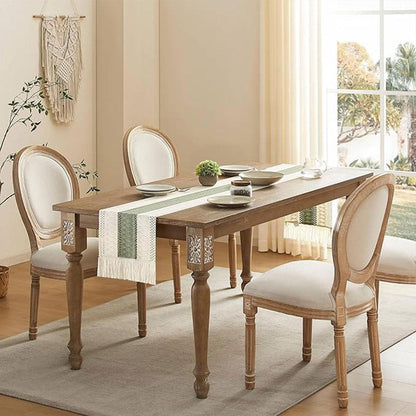 Cotton Linen Table Runner with Knot Tassel Bed End Towel Long Tablecloth Mat - Light brown