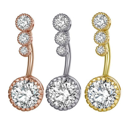 Belly Button Rings Bar Navel Steel Copper Zirconia Piercing Body Piercing - Gold