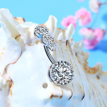 Belly Button Rings Bar Navel Steel Copper Zirconia Piercing Body Piercing - Rose Gold