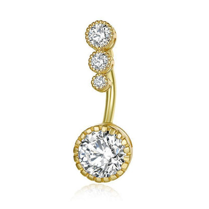 Belly Button Rings Bar Navel Steel Copper Zirconia Piercing Body Piercing - Rose Gold