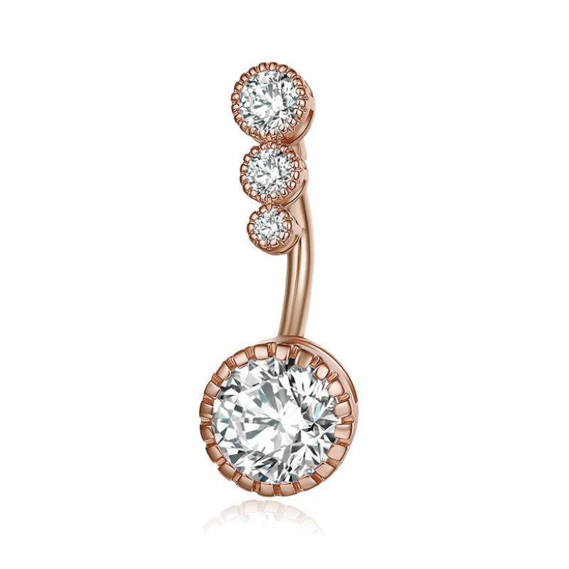 Belly Button Rings Bar Navel Steel Copper Zirconia Piercing Body Piercing - Rose Gold