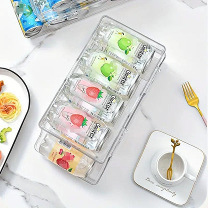Double Tier Drinks Organiser Drawer Shelf Storage Rack Beverage Dispenser Holder