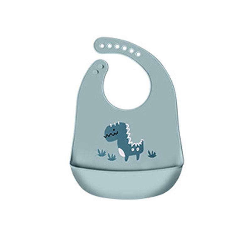 Silicone Waterproof Feeding Bib Apron with Pouch Easy to Clean Smock for Mealtime Use - Owl