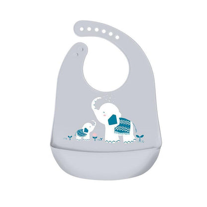 Silicone Waterproof Feeding Bib Apron with Pouch Easy to Clean Smock for Mealtime Use - Puppy