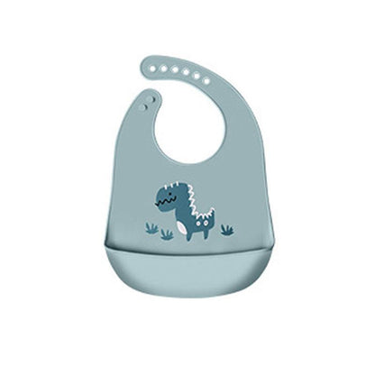 Silicone Waterproof Feeding Bib Apron with Pouch Easy to Clean Smock for Mealtime Use - Puppy