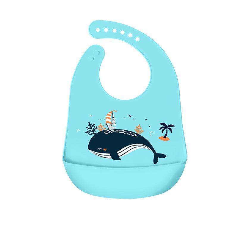 Silicone Waterproof Feeding Bib Apron with Pouch Easy to Clean Smock for Mealtime Use - Sheep