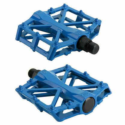 Bike Pedals Alloy Mountain Road MTB Colored Bicycle Nonslip Cycling Pedals 9/16" - Blue