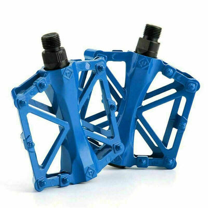 Bike Pedals Alloy Mountain Road MTB Colored Bicycle Nonslip Cycling Pedals 9/16" - Red