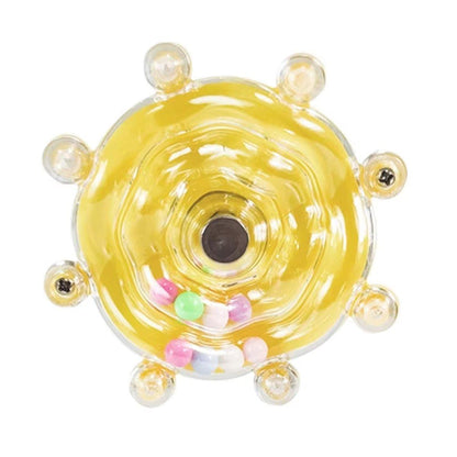 Interactive Parrot Spinning Wheel Stress Relief Toy for Small Birds Durable - Yellow
