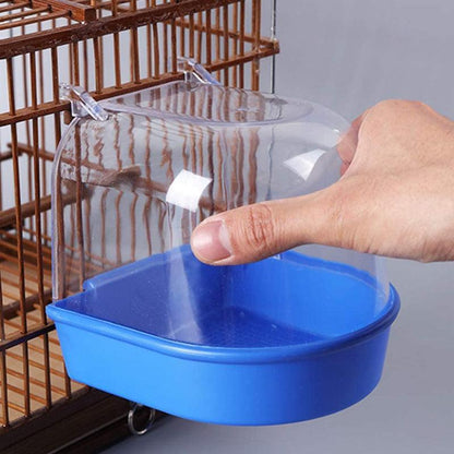 Bird Water Bath Tub For Pet Cage Hanging Bowl Parrot Birdbath Pet Cleaning - Yellow