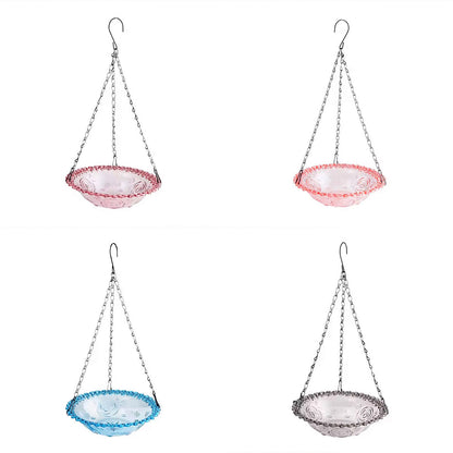 Balcony Bird Feeder Hanging Rail Mount Outdoor Suspended Feeding Station Garden - Pink
