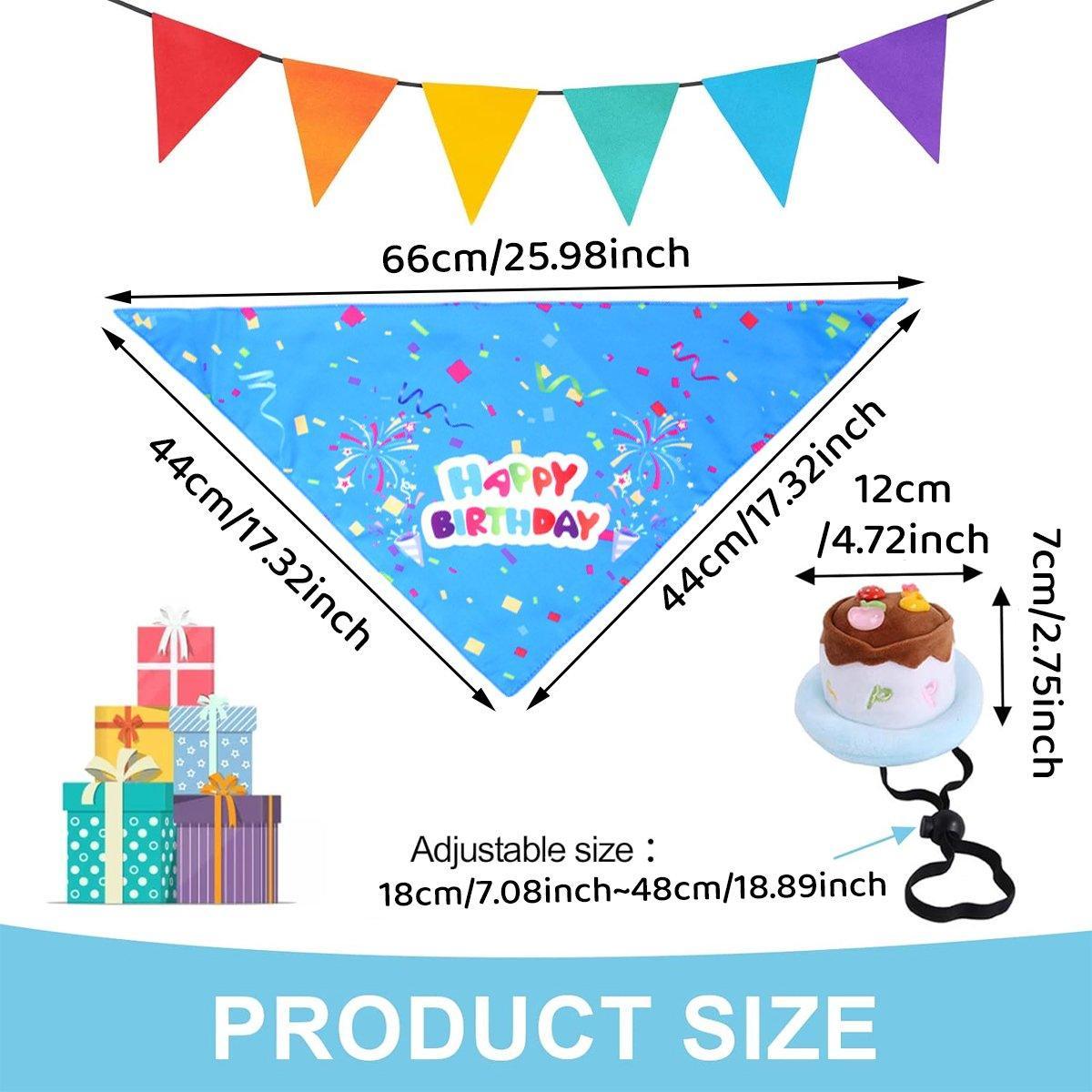 Pet Birthday Cake Hat and Triangle Towel combination Fun Party Dress Up for Pets - Blue - Factory Direct Shop