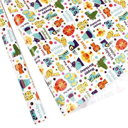 20pcs Cute Animal Cartoon Gift Wrapping Paper for Toys Bookskin and Crafts - Blue Car-20PCS