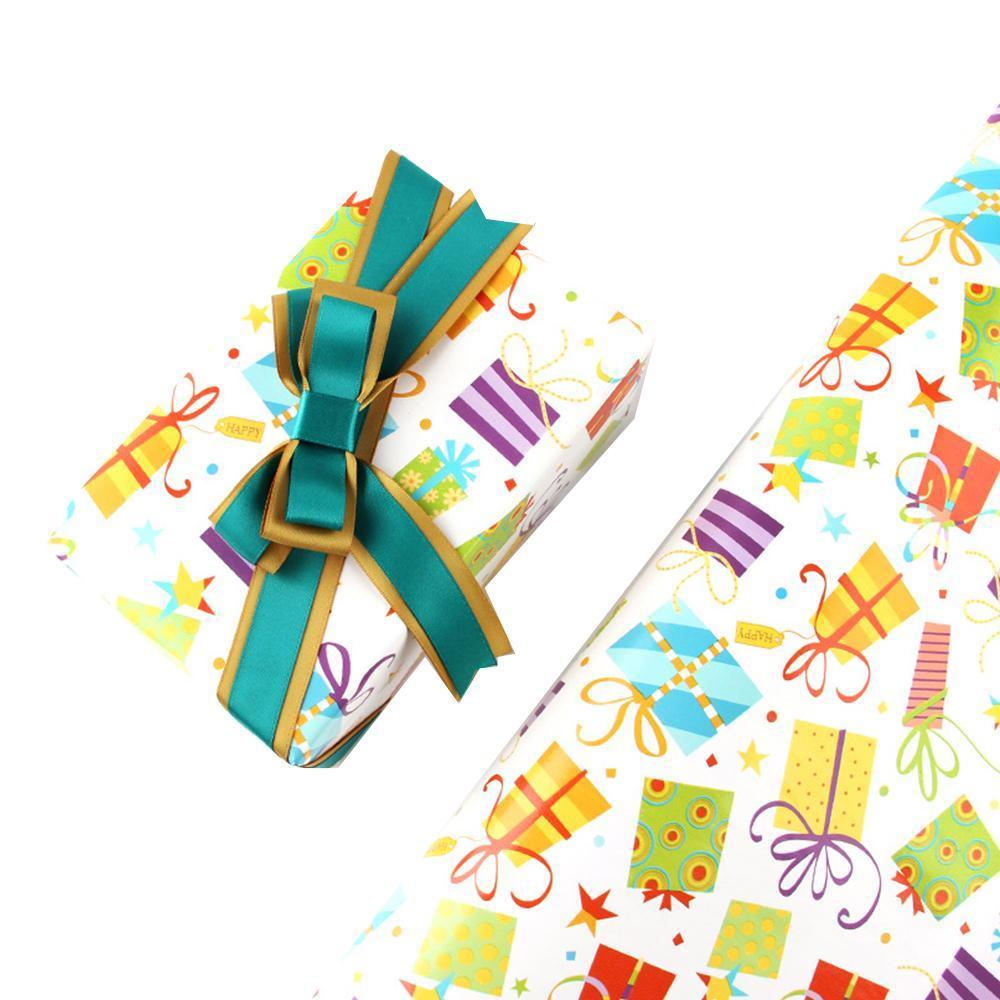 20pcs Cute Animal Cartoon Gift Wrapping Paper for Toys Bookskin and Crafts - Striped Birthday-20PCS