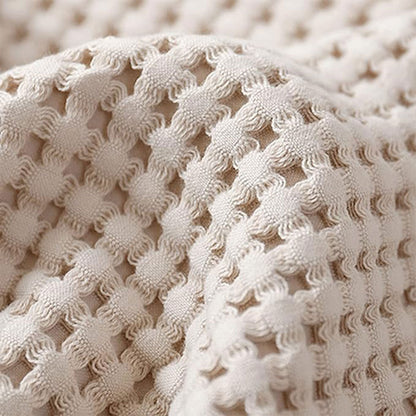 Waffle Sofa Blanket Thin Lightweight Throw Soft Cover Couch Bed Living Room Use - Beige