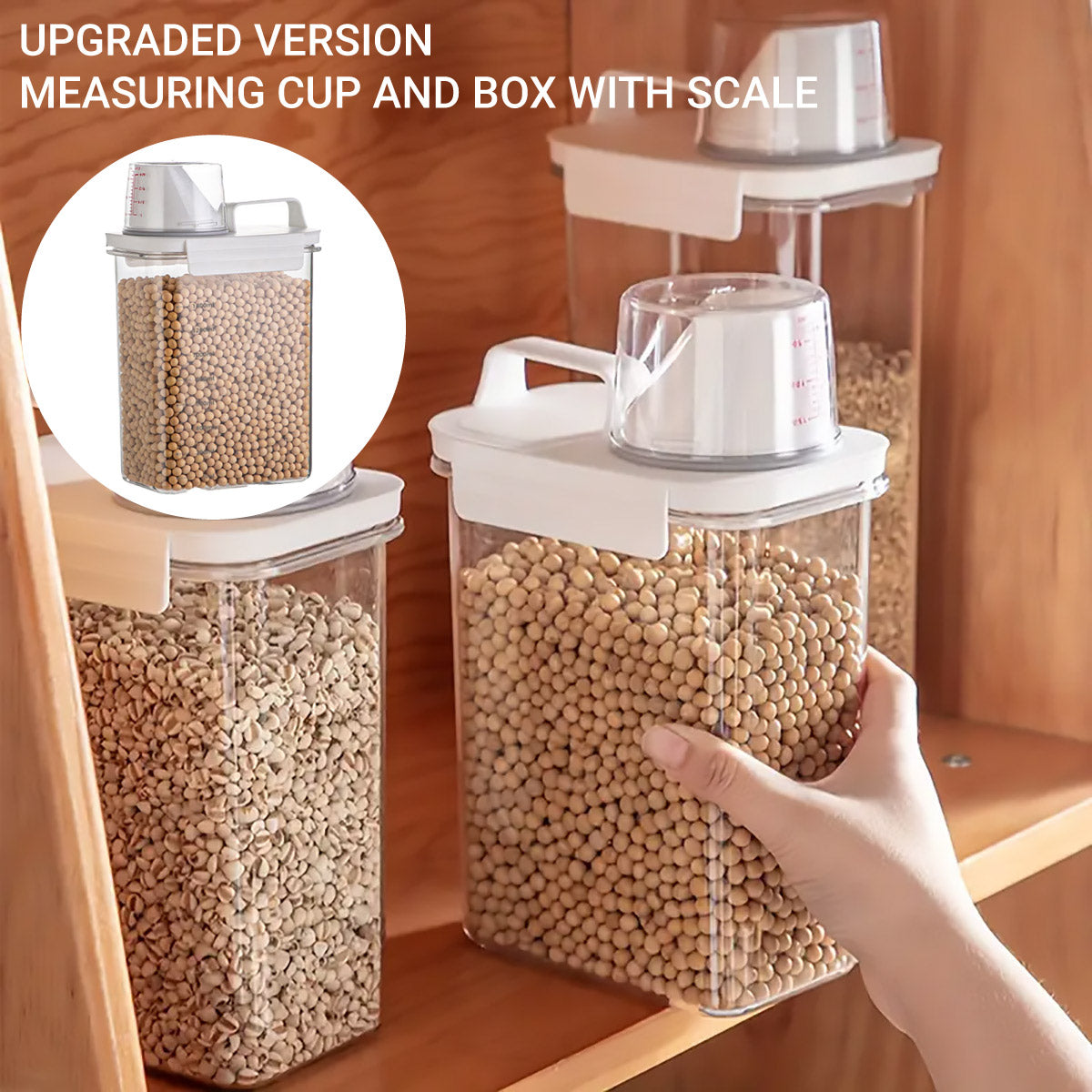 Sealed Household Grain Storage Box Transparent Rice Bucket Kitchen Storage - 1100ml