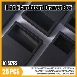 25X Black Kraft Paper Drawer Jewelry Package Necklace Bracelet Gift Package box - 20.5*15.5*4-25pcs