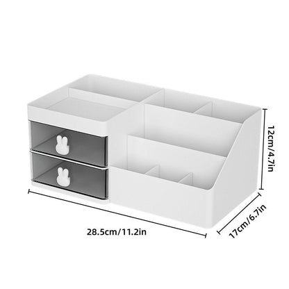 Cartoon Drawer Type Cosmetic Jewelry Storage Box Desktop Student Stationery Box - Pink