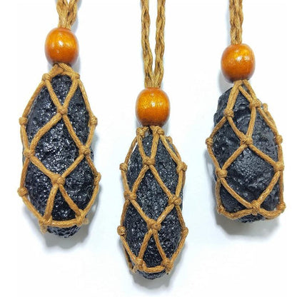L Size Empty Stone Holder Necklace Crystal Quartz Gemstone Cage Rope Cord Pendant DIY - Brown