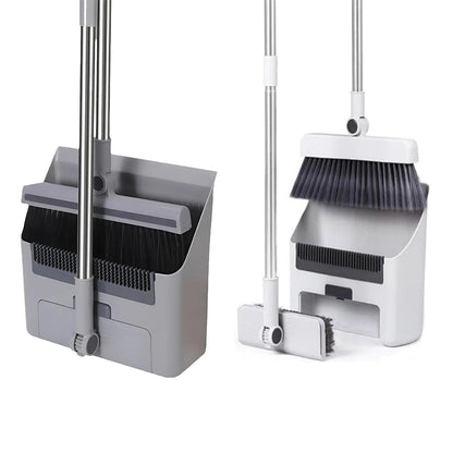 3 in1 Broom Set for Winnowing Brushing Handheld Cleaning Tool Home Kitchen Floor - Grey