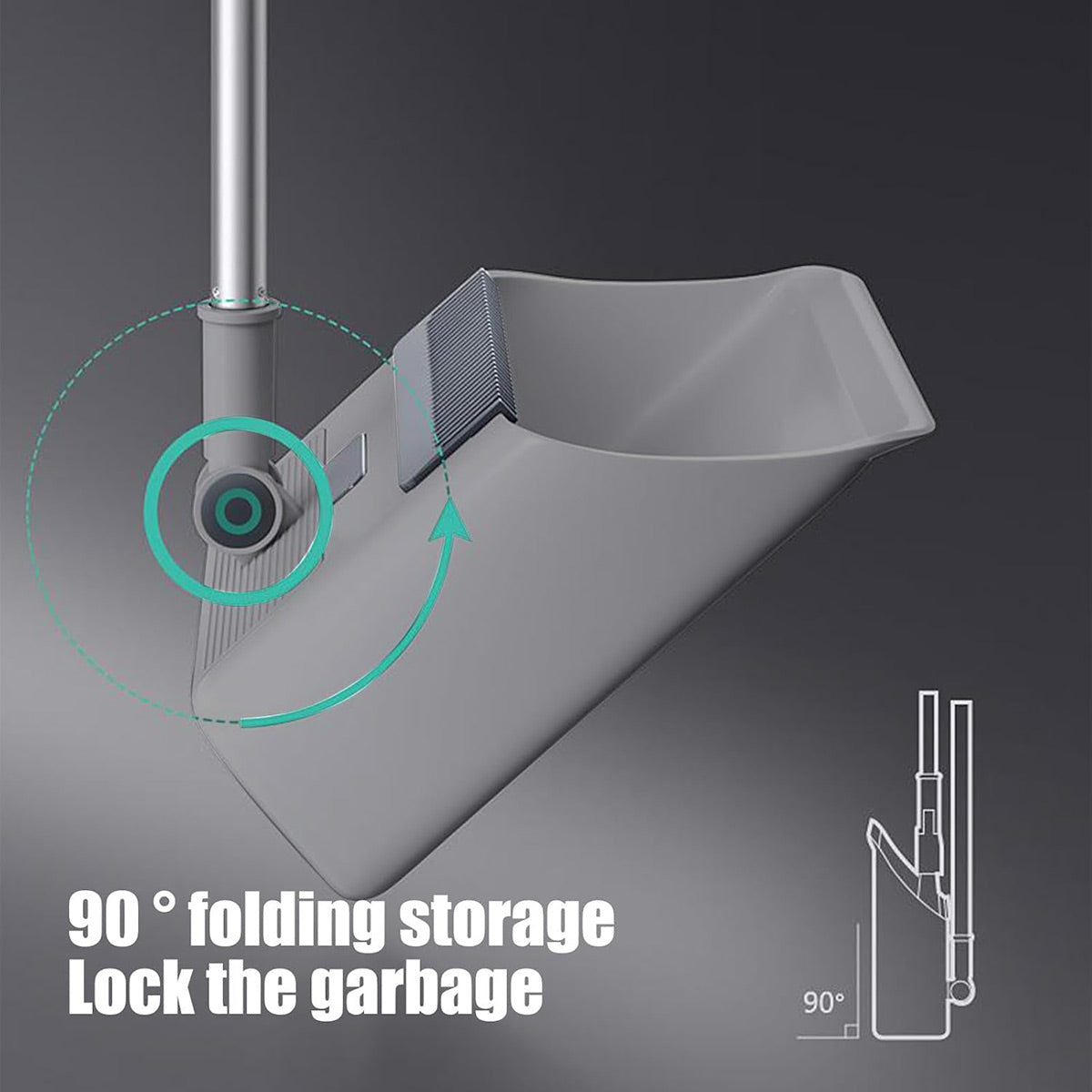 3 in1 Broom Set for Winnowing Brushing Handheld Cleaning Tool Home Kitchen Floor - Grey