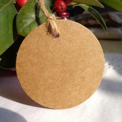 200Pcs Kraft Paper Tags Round 5X5 Cm Brown Card Cardboard Wedding Party Gift Diy