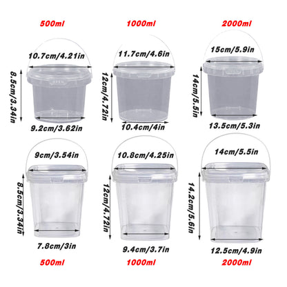 20pcs Plastic Round Bucket with Lid Transparent Portable Storage Gift Container - Round 1000ml