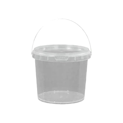 20pcs Plastic Round Bucket with Lid Transparent Portable Storage Gift Container - Round 1000ml