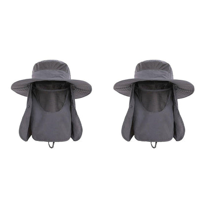2PCS Outdoor Fisherman Hat Men Women Sun Protection Fishing Cap Bucket Hat - Navy
