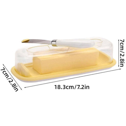 Square Butter Box with Knife Cheese Storage Container Cutting Tray for Kitchen