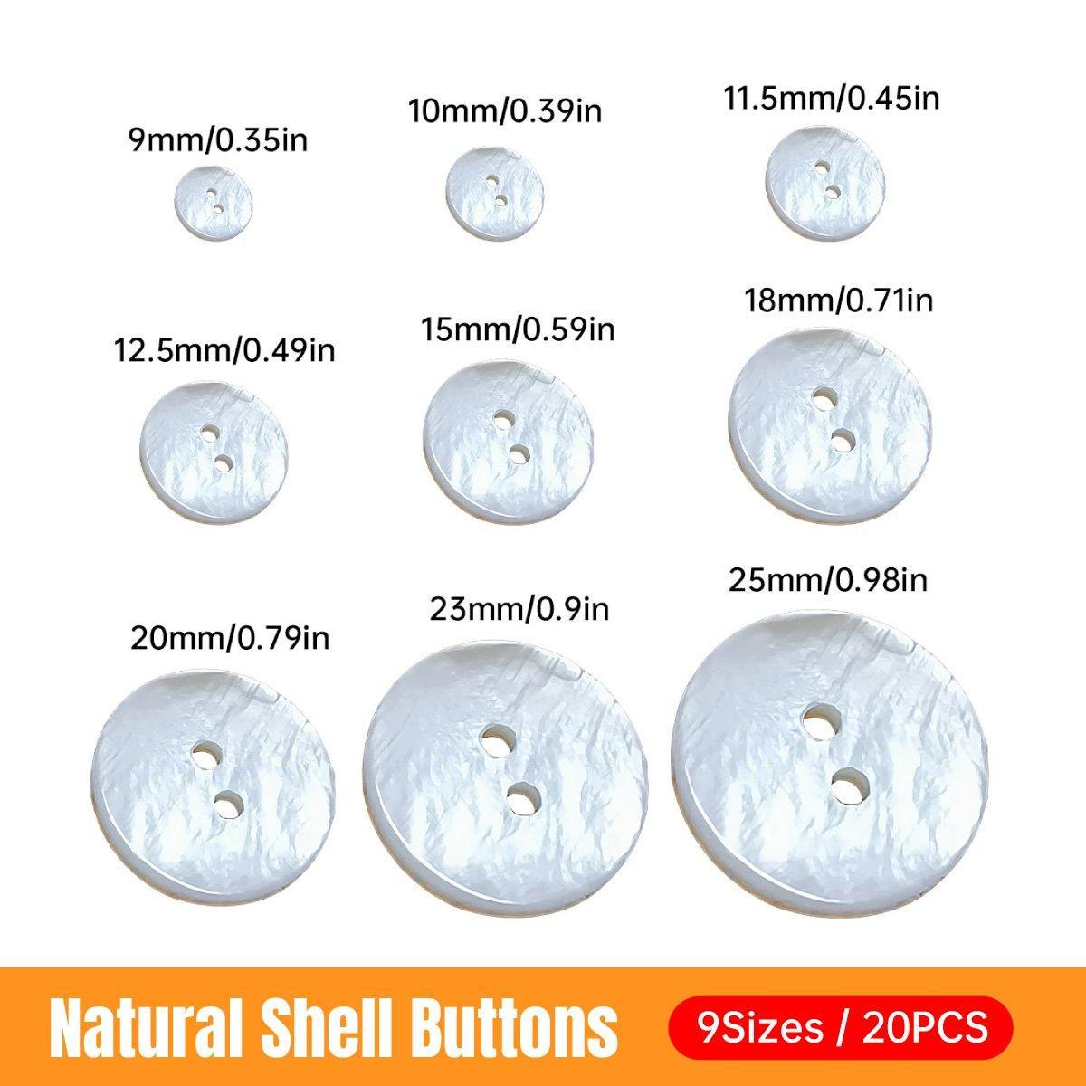 20pcs White Shirt Buttons Round Two Eyes Sewing Craft DIY Clothing Supplies - 10mm
