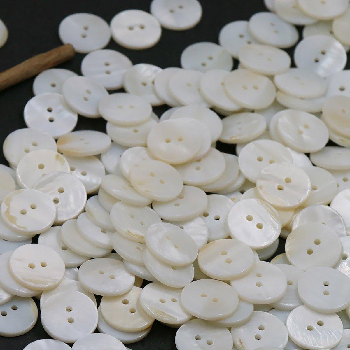 20pcs White Shirt Buttons Round Two Eyes Sewing Craft DIY Clothing Supplies - 20mm