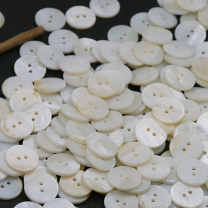 20pcs White Shirt Buttons Round Two Eyes Sewing Craft DIY Clothing Supplies - 20mm