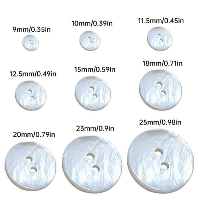20pcs White Shirt Buttons Round Two Eyes Sewing Craft DIY Clothing Supplies - 9mm