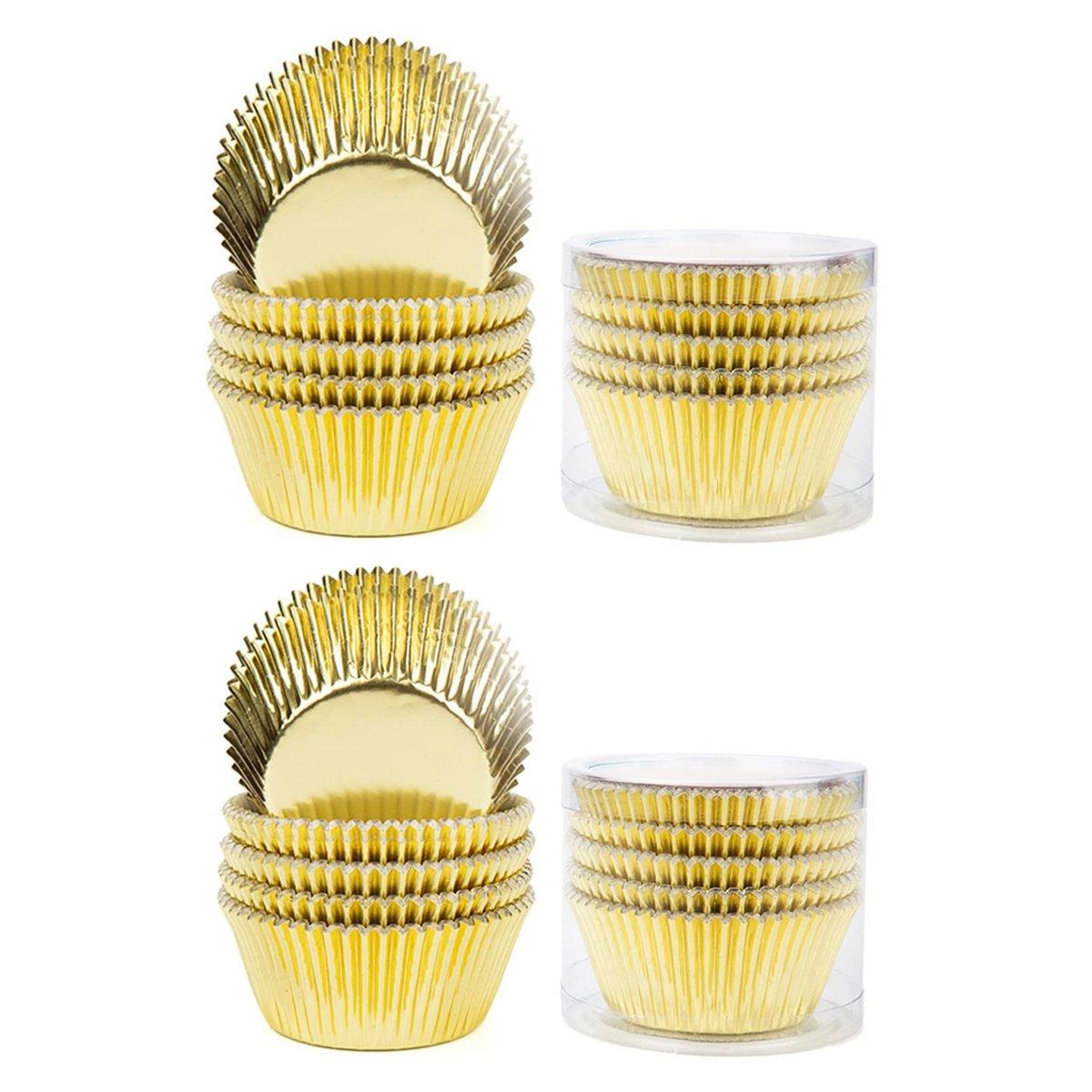 200 Pcs Colored Baking Paper Cupcake Trays Muffin Liners for Party Baking - Rose Gold