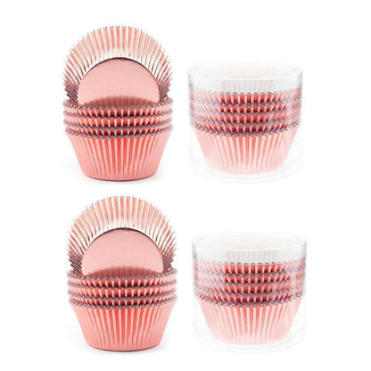 200 Pcs Colored Baking Paper Cupcake Trays Muffin Liners for Party Baking - Rose Gold