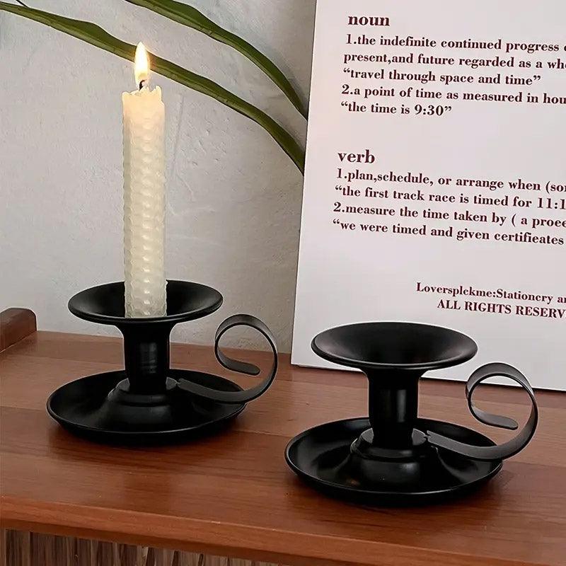 2pcs European Iron Candle Holders for Candlelight Dinner Decorative Lighting - Gold