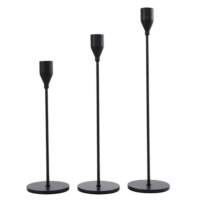 Set of 3 Decorative Candlestick Holder Candle Stand for Wedding / Dinner / Party - French Gold