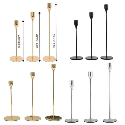 Set of 3 Decorative Candlestick Holder Candle Stand for Wedding / Dinner / Party - Gold