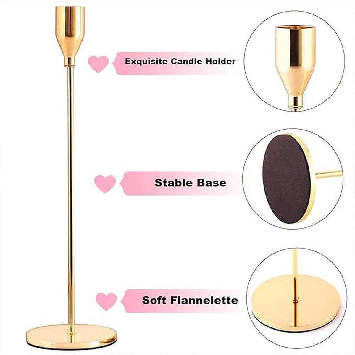 Set of 3 Decorative Candlestick Holder Candle Stand for Wedding / Dinner / Party - Gold