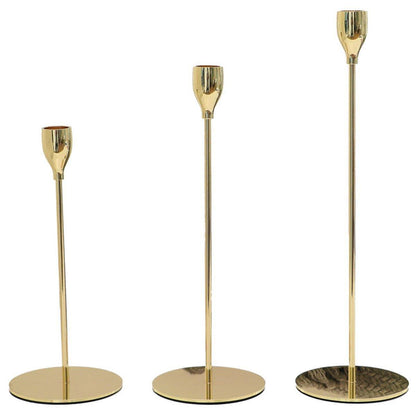 Set of 3 Decorative Candlestick Holder Candle Stand for Wedding / Dinner / Party - Gold